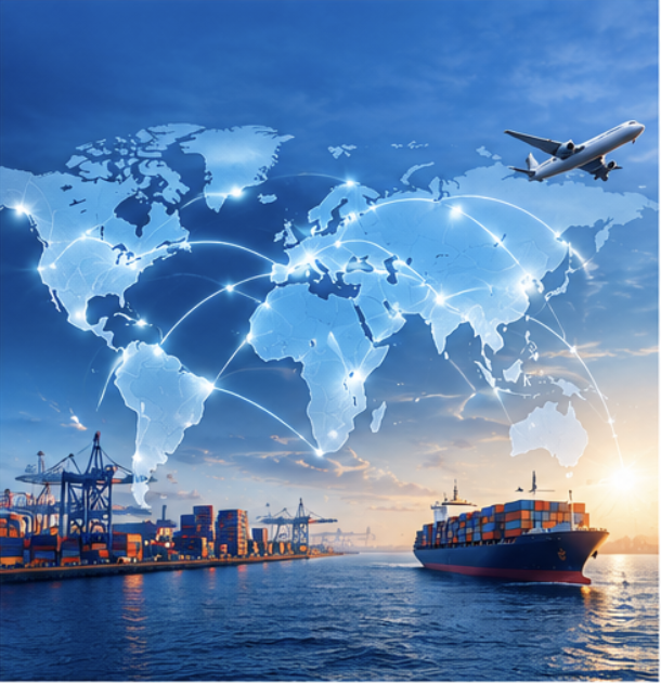 Global map with connections